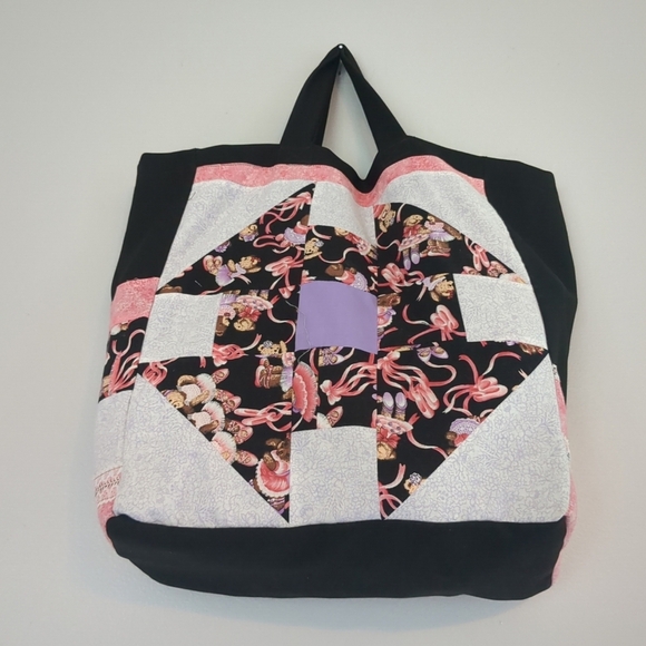 Handmade Quilt 50" X 38" Girl Teddy Bear Bag Patchwork Baby Shower Birthday - Picture 5 of 6